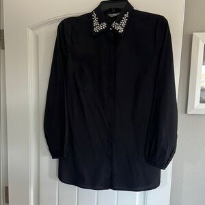 Black Shirt with Embellished Collar 🆑
